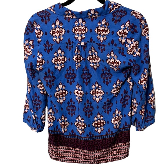Maeve Aztec Blue print Blouse Size 2 - Picture 2 of 7